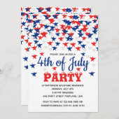 4de juli Raining Blue Red Star Party Kaart (Voorkant / Achterkant)