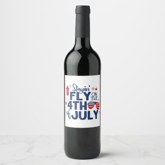 4de juli Red White Blue Celebration American Wijn Etiket (Voorkant)