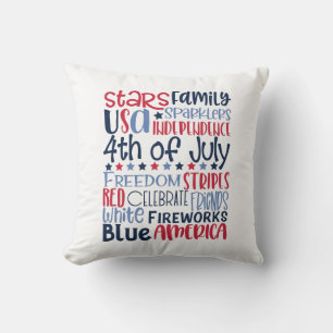 4de juli Red White Blue Modern Typografie Kussen
