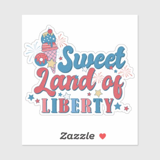 4de juli - Red White Blue Sweet Land Liberty Ameri Sticker (Vel)