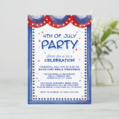 4de juli Uitnodiging Red White Blue Star Border (Staand voorkant)