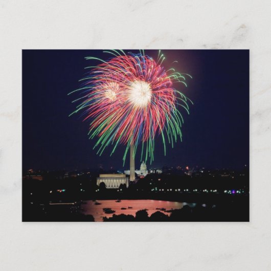 4de juli Vuurwerk, het briefkaart van Washington D (Voorkant)