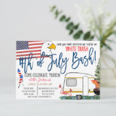 4de juli White Trash Bash Invitation Kaart (Staand voorkant)