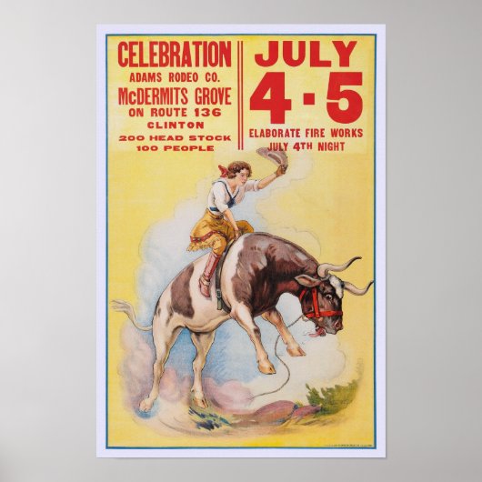 4de Rodeo juli 1930.  Adverteren Poster (Voorkant)