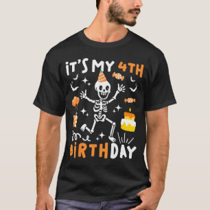 4de verjaardag kinderen grappig skelet 4de verjaar t-shirt