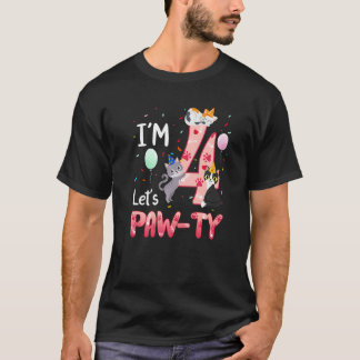 4de verjaardag Meisje Kat Kitten 4 jaar oud Bday P T-shirt