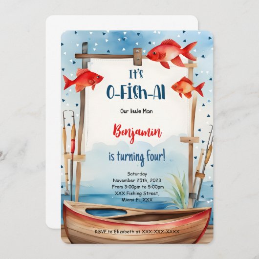 4de verjaardag vissen kaart (Voorkant / Achterkant)