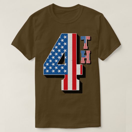 4e Amerikaanse vlagtekst T-shirt (Design voorkant)
