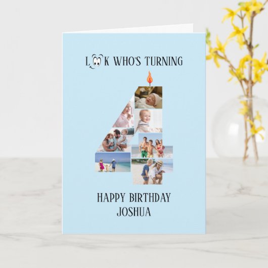 4e anniversaire Carte photo (Fleur jaune)