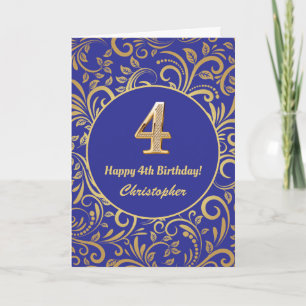 4e anniversaire Marine bleu et or modèle floral