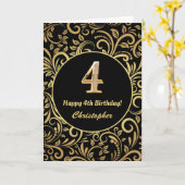 4e anniversaire Modèle floral noir et or (Fleur jaune)