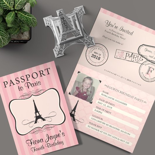 4e anniversaire Paris Passport Invitation