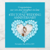 4e anniversaire topaz bleu étiquettes de vin perso (Étiquettes simples)