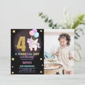 4e anniversaire Unicorn Anniversaire Invitations a (Debout devant)