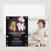 4e anniversaire Unicorn Anniversaire Invitations a (Devant / Derrière)