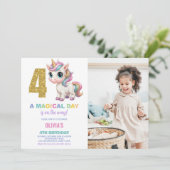 4e anniversaire Unicorn Anniversaire Invitations a (Debout devant)