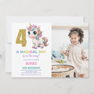 4e anniversaire Unicorn Anniversaire Invitations a