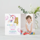 4e anniversaire Unicorn Anniversaire Invitations p (Debout devant)