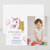 4e anniversaire Unicorn Anniversaire Invitations p (Devant / Derrière)
