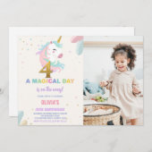 4e anniversaire Unicorn Anniversaire Invitations p (Devant / Derrière)