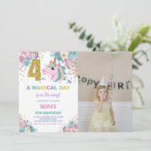 4e anniversaire Unicorn Anniversaire Invitations p (Debout devant)