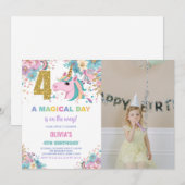 4e anniversaire Unicorn Anniversaire Invitations p (Devant / Derrière)