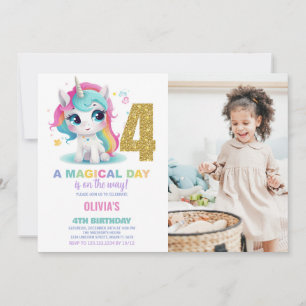 4e anniversaire Unicorn Anniversaire Invitations p