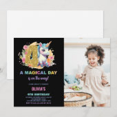 4e anniversaire Unicorn Anniversaire Invitations p (Devant / Derrière)