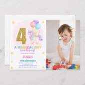 4e anniversaire Unicorn Anniversaire Invitations p (Devant / Derrière)