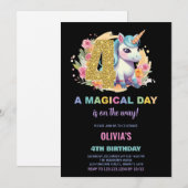 4e anniversaire Unicorn Invitations anniversaire (Devant / Derrière)