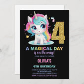 4e anniversaire Unicorn Invitations anniversaire (Devant / Derrière)