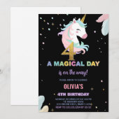 4e anniversaire Unicorn Invitations anniversaire (Devant / Derrière)