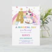 4e anniversaire Unicorn Invitations anniversaire (Debout devant)