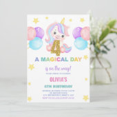 4e anniversaire Unicorn Invitations anniversaire (Debout devant)