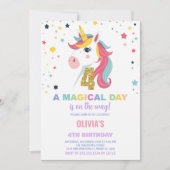 4e anniversaire Unicorn Invitations anniversaire (Devant)