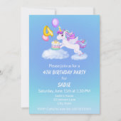 4e anniversaire Unicorne avec invitation de gâteau (Devant)