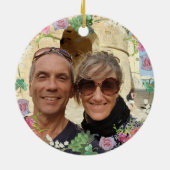 4e bruiloft Jubileum Fruit Floral Foto Keramisch Ornament (Achterkant)