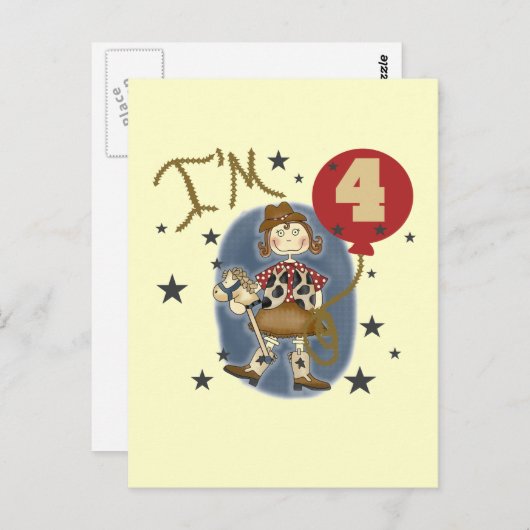 4e Cowgirl Verjaardag Tshirts en geschenken Briefkaart (Voorkant / Achterkant)