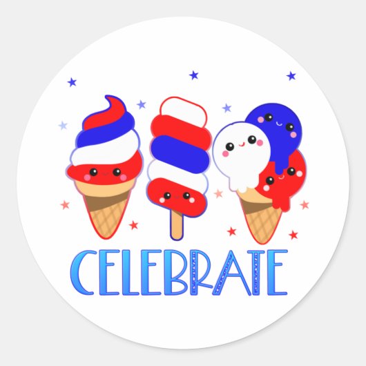 4e dag van de onafhankelijkheid van Ice Cream Cele Ronde Sticker (Voorkant)