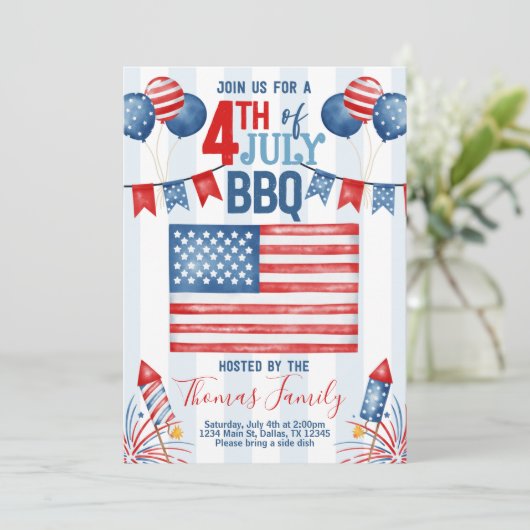 4e dag van de Onafhankelijkheidsdag van juli Uitno Kaart (Staand voorkant)