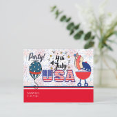 4e dag van de viering van de barbecue Party in jul Briefkaart (Staand voorkant)