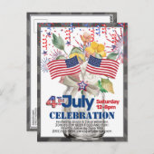 4e feestdag van JULI Mason Jar Uitnodiging (Voorkant / Achterkant)