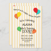 4e fête d'anniversaire Ajouter une invitation de b (Devant / Derrière)