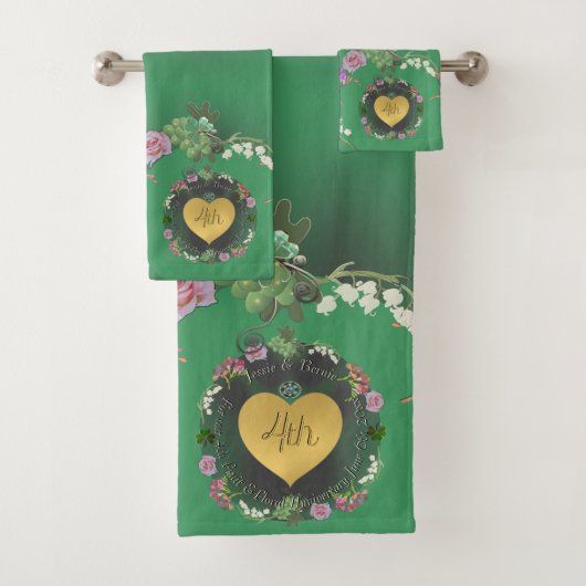 4e Fruit & Floral Jubileum Groen Bad Handdoek (Insitu)