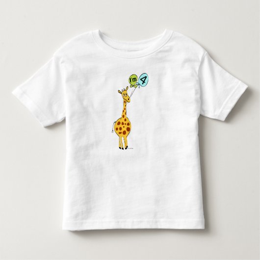 4e geboortedag Giraffe Kinder Shirts (Voorkant)