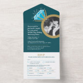 4e huwelijksjubileum diner blauwe topazen ring all all in one uitnodiging (Binnen)