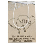 4e Jubileum Beach Hearts Medium Gift Bag Medium Cadeauzakje (Voorkant)