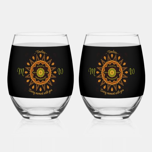 4e Jubileum Drinkware Set Wijnglas Zonder Voet (Voorkant)