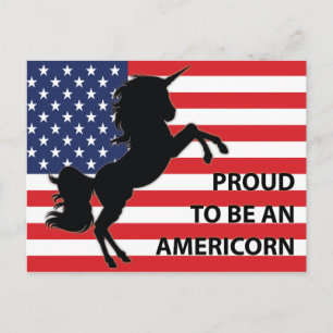 4e juli Amerikaanse patriottische unicorn Verenigd Briefkaart