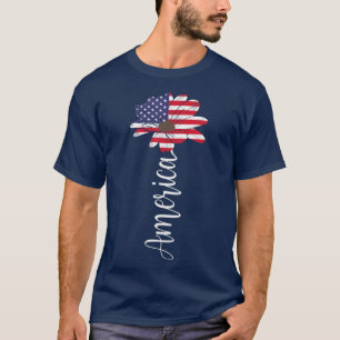 4e juli Amerikaanse Patriottische Zonnebloem Vlag T-shirt